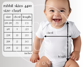 Rabbit Skins 4400 Bodysuit Size Chart Mockup (Digital Download)