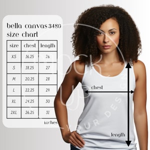 Bella Canvas 3480 Size Chart Mockup (Digital Download)