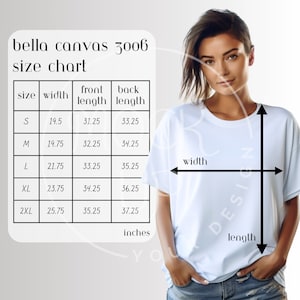 Bella Canvas 3006 Size Chart Mockup T-shirt Mockup Bella Canvas 3006 Sizing Tshirt Size Chart 3006 Sizing T-shirt 3006 Size Guidee