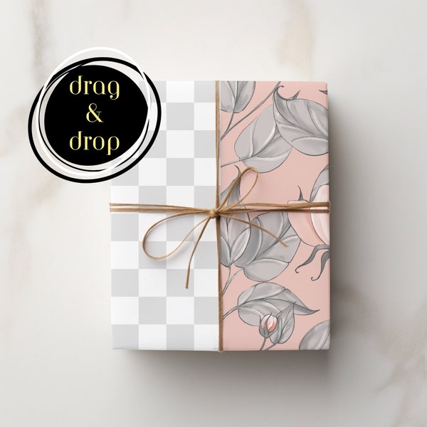 Wrapping Paper Mockup For Gift Wrap Mockup for Wrapping Paper Gift Paper Mockup Minimalist Gift Package Mock-up Wrapped Present Mockup