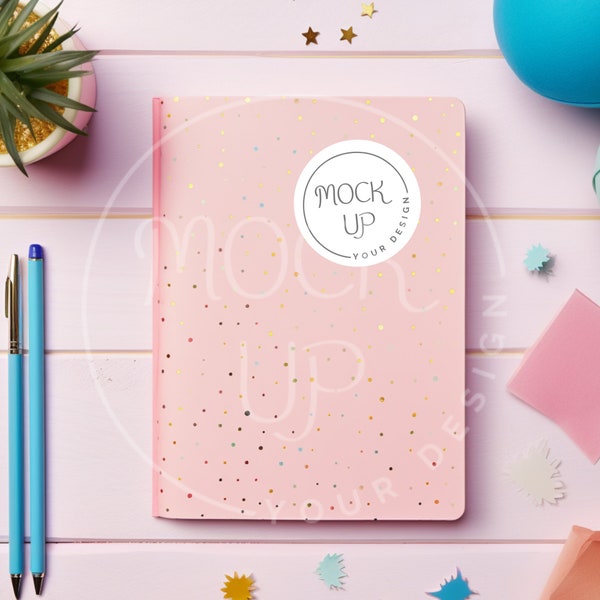 Pink Notepad Sticker Mockup Pink Diary Sticker Mockup Sticker Journal Mockup Journal Sticker Mockup Girl Notepad Sticker Mockup