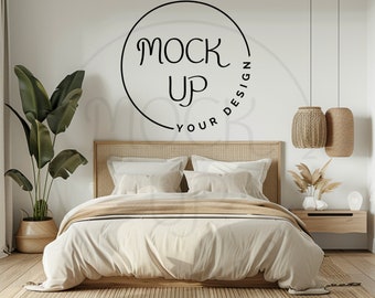 Boho Bedroom Wall Mockup: Earthy Tones (Digital Download)