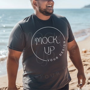 Plus Size Man Asphalt Bella Canvas 3001 Mockup (Digitaler Download)