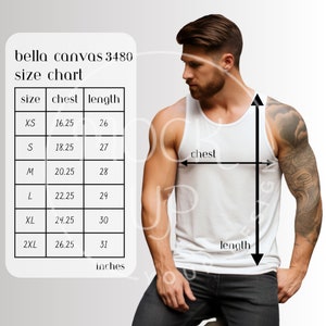 Bella Canvas 3480 Size Chart: Men&#39;s Tank Top (Digital Download)
