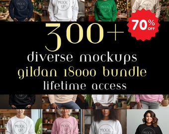 Gildan 18000 Sweatshirt Mockup Bundle: Diverse Colors (Digital Download)