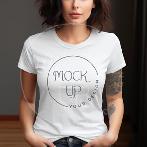 女性用ホワイト ギルダン 5000L モックアップ 女性用 5000L モックアップ ギルダン 5000L ホワイト Tシャツ モックアップ