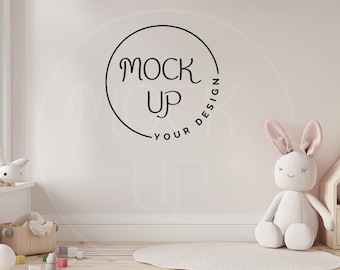Playroom Wall Mockup: Minimalist Kids Room (Digital Download)