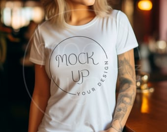 Bella Canvas 6400 Weiß T-Shirt Mockup (Digitaler Download)