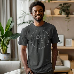 Bella Canvas 3001 Asphalt Mockup: Schwarzer Mann T-Shirt (Digitaler Download)