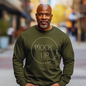 Military Green Gildan 18000 Sweatshirt Mockup (Digital Download)