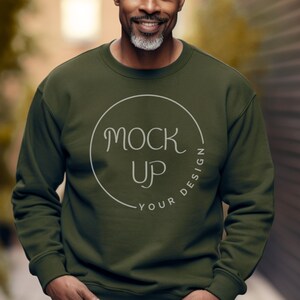Gildan 18000 Military Green Sweatshirt Mockup (Digital Download)