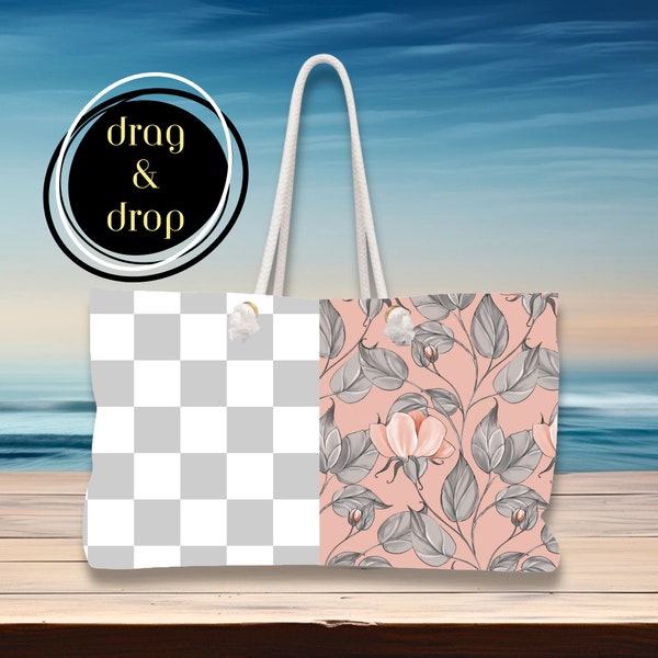 Weekender Bag Mockup Weekender Bag Mock up Beach Bag Mockup Rope Handle Bag Mockup Beach Weekender Overlay Mockup AOP Weekender Bag