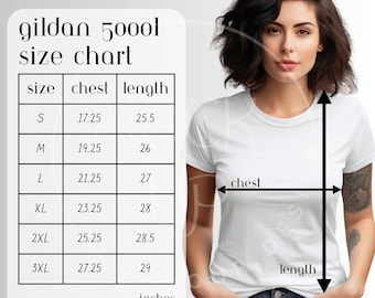Gildan 5000L Size Chart Mockup (Digital Download)