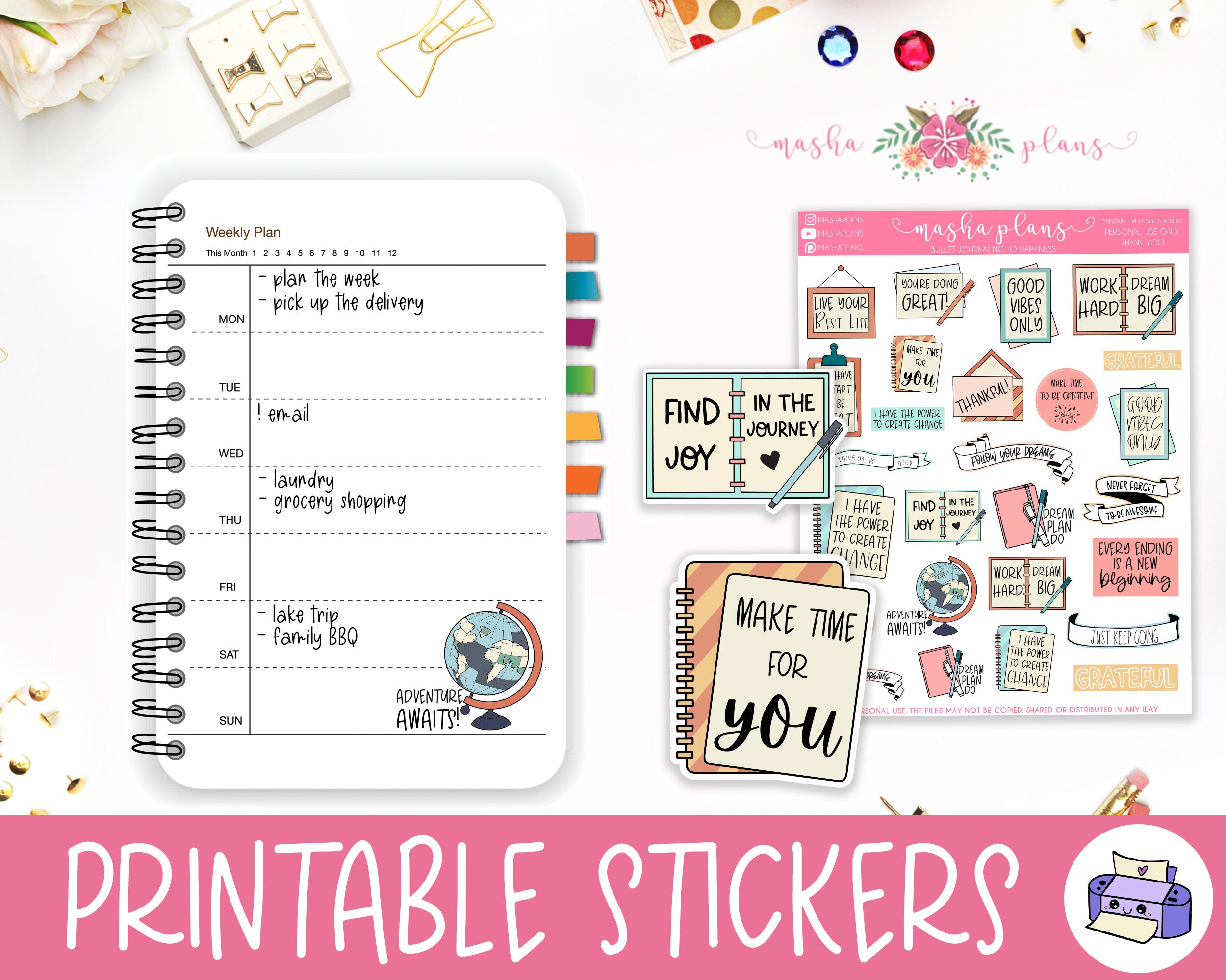 Vision Board Stickers Printable Stickers Planner Stickers Vision Board ...