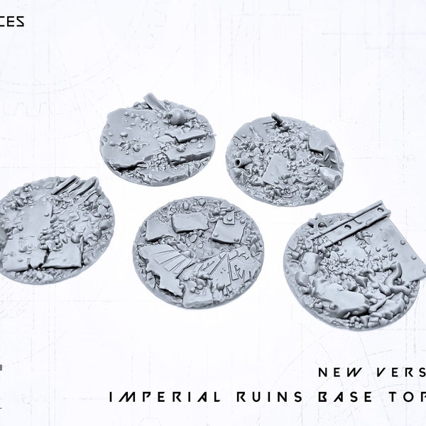 Base de décoration Ruines gothiques Imperium - 5 x 32 mm - pour plateau de jeu de guerre 28 mm