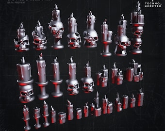 Grimdark Candle Set (30x) - Resin 3D Print | for 28mm Tabletop Wargames