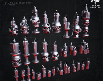 Grimdark Candle Set (30x) - Resin 3D Print - for Tabletop Wargames