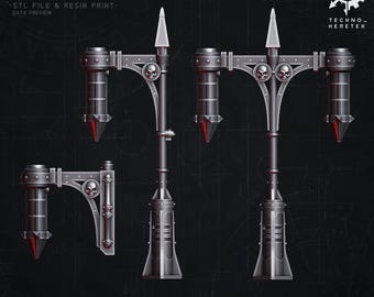 Imperial Gothic Streetlights - Resin 3D Print - Terrain bits for scifi Tabletop Wargames