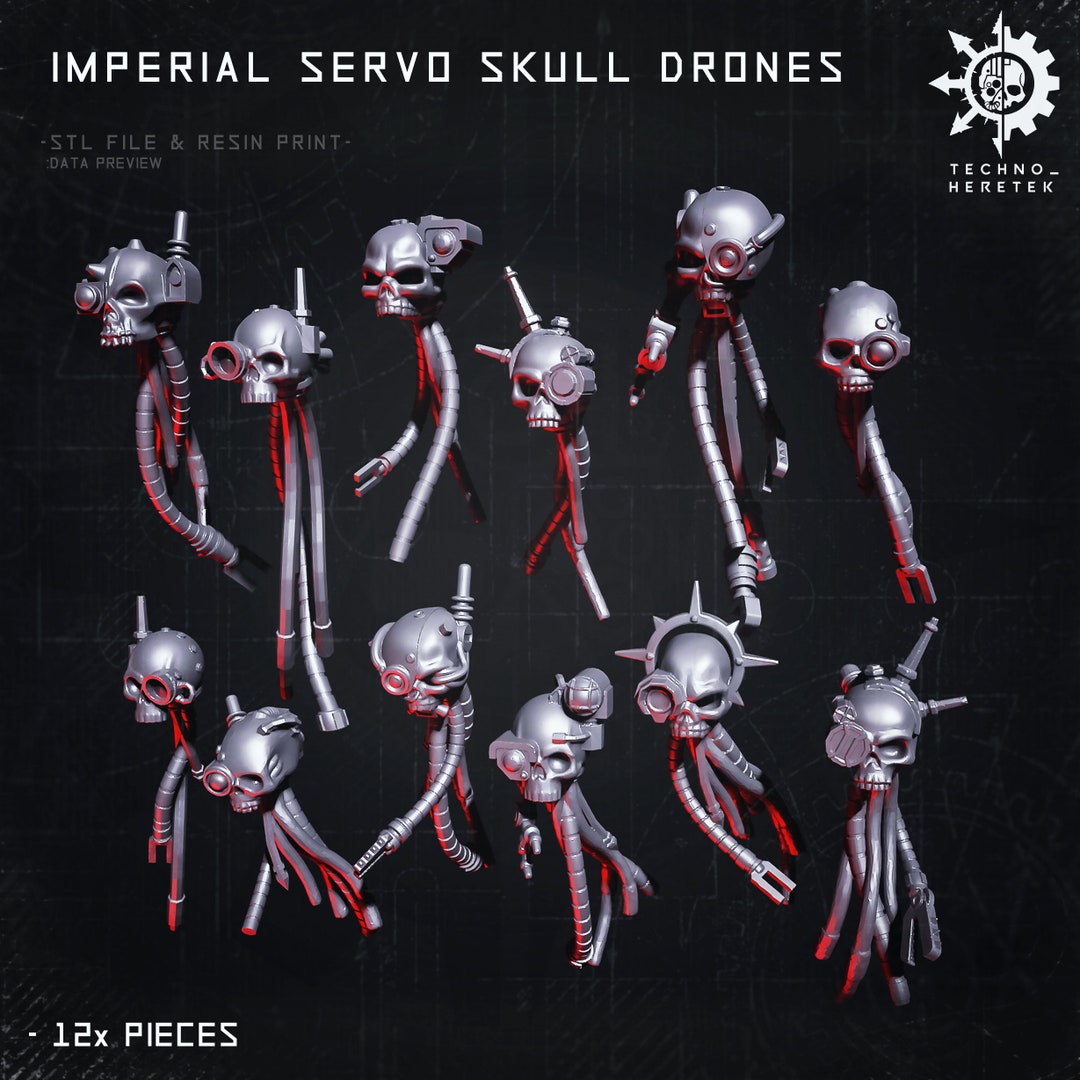 Imperial Servo Skull Drones Resin 3D Print for 28mm Tabletop Wargames