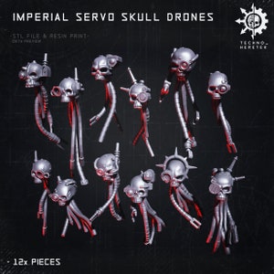 Drones Imperial Servo Skull: impresión 3D de resina para juegos de guerra de mesa de 28 mm