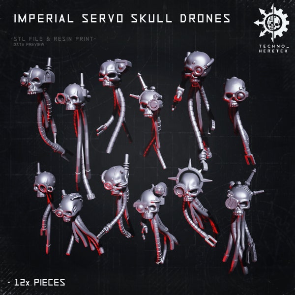 Imperial Servo Skull Drones - Resin 3D Print | for 28mm Tabletop Wargames