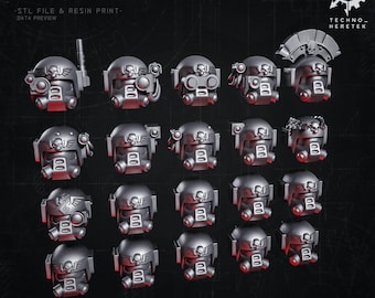 Classic Infantry Hazard Helmets Set  - miniature bits 3D Print - for Tabletop Wargames