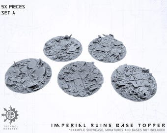Base Topper Imperium Gothic Ruins - 5x 40mm - Resin 3D Print - for Tabletop Wargames