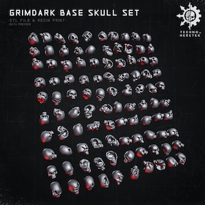 Grimdark Base skulls Set - Resin 3D Print - for 28mm Tabletop Wargames