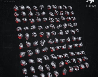 Grimdark Base skulls Set - Resin 3D Print - for 28mm Tabletop Wargames