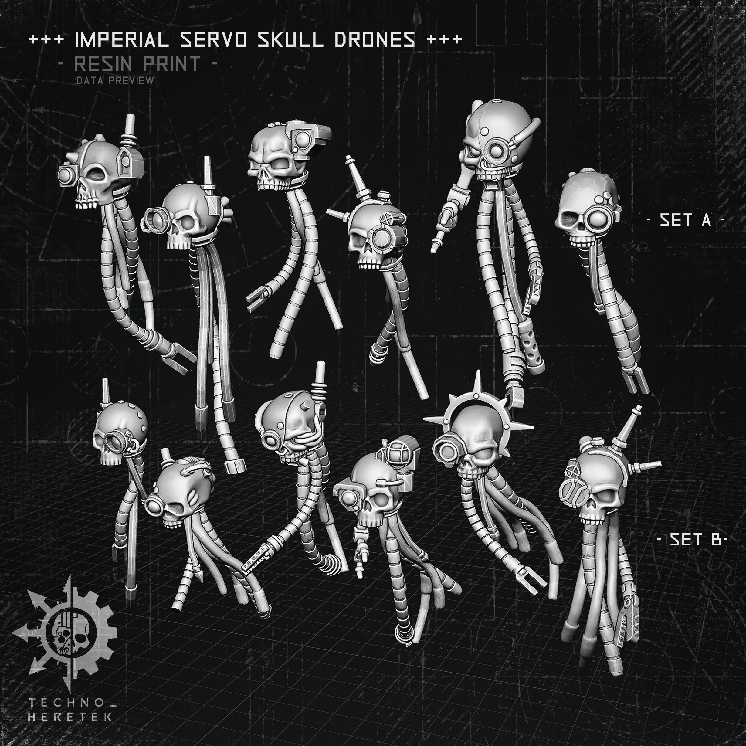 Imperial Servo Skull Drones Resin 3D Print for 28mm Etsy Australia
