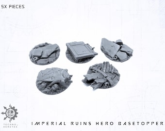 Imperium Ruins scenic Hero base topper - 5x 25mm - Resin 3D Print - for Tabletop Wargames