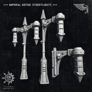 Imperial Gothic Streetlights - Resin 3D Print Terrain | Terrain 28mm Tabletop Wargame