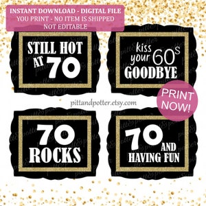 70th Birthday **INSTANT DOWNLOAD / PRINTABLE** 70th Birthday Party Decorations, 70th Party, 70th Birthday Decorations for Women