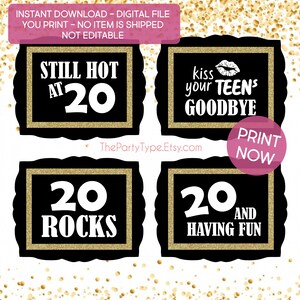 20th Birthday **INSTANT DOWNLOAD / PRINTABLE** 20th Birthday Party Dekoration, 20th Party, 20th Birthday Dekorationen für Frauen