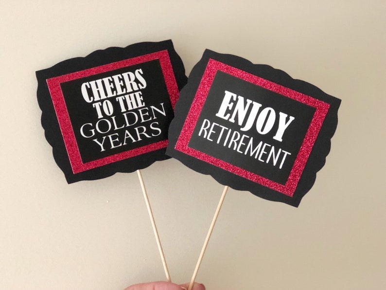 Combo Set Cheers / Enjoy Retirement Party Table Decorations, Retirement Party Centerpiece Ideas