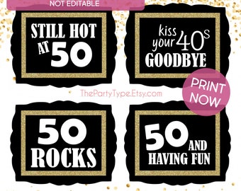 50th Birthday **INSTANT DOWNLOAD / PRINTABLE** 50th Birthday Party Decorations, 50th Party, 50th Birthday Decorations for Women