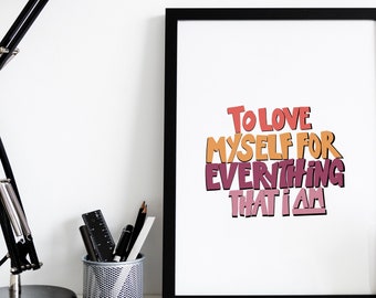 Love Myself Hand Drawn Printable Wall Art