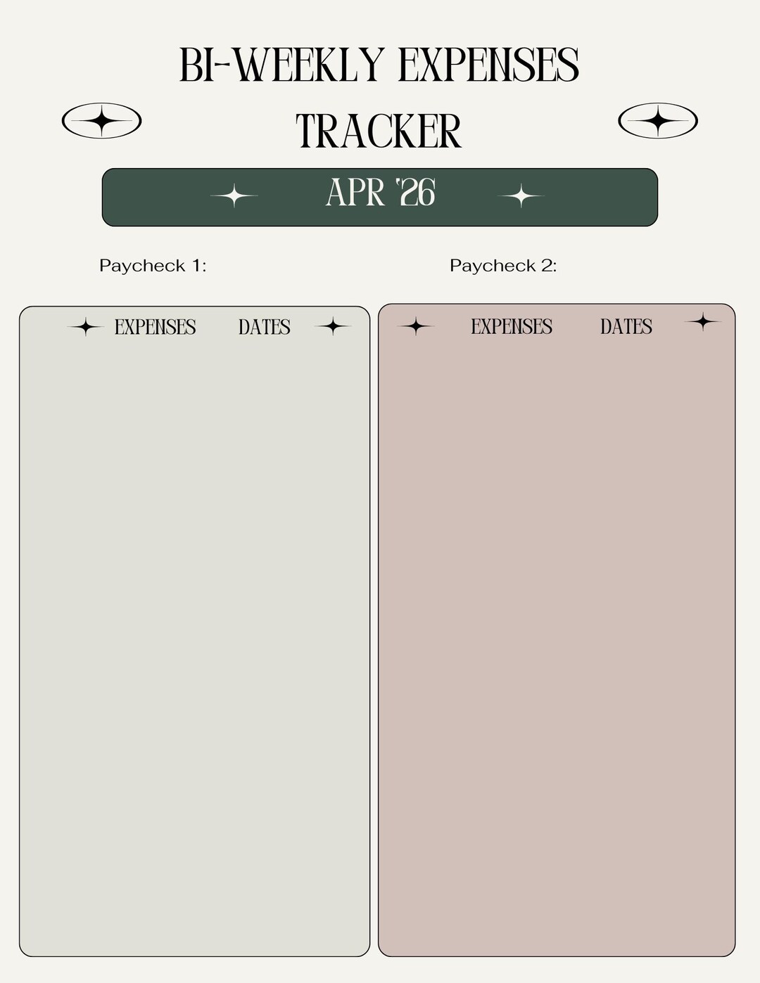 Bi-weekly Salary Expense Tracker 2026 - Etsy