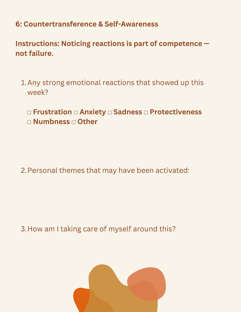 Supervision Reflection Worksheets for Therapists in Training- Printable ...