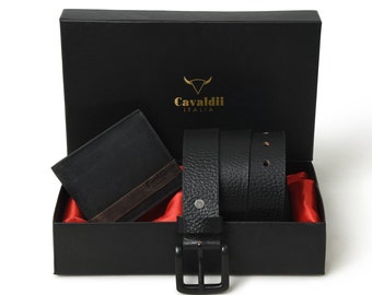 Personalisierte Leder Geldbörse und Gürtel Set, Jubiläumsgeschenk für ihn, gravierte Herren Geldbörse, Freund Geschenk für Männer, Vater Geburtstagsgeschenk, Vatertag