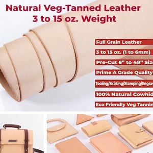 FULL GRAIN Tooling Vegetable Tanned Natural Leather All THICKNESS, Veg Leather Sheets for Crafts Belt, Wallet, Jewelry, Earring, bag,binding image 2