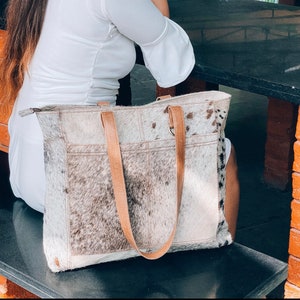 Cowhide Leather Tote bag For Women,Bag For Her,Laptop Tote,Large Leather Tote For Her,Tote With Pocket,Women's Bag,Mothers Day Gifts For Her