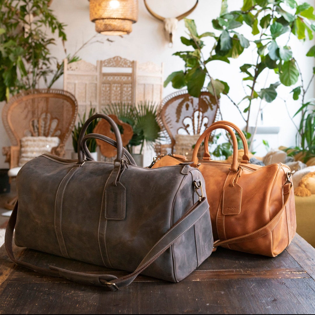 Personalized Leather Duffel Bag, Groomsmen Gifts Valentine Gift Leather