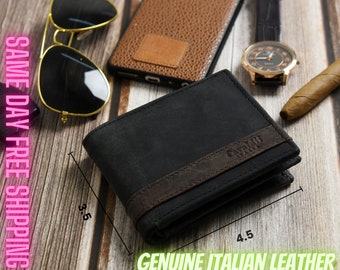 Personalisierte Leder Geldbörse, Jubiläumsgeschenk für Ihn, gravierte Herren Geldbörse, Geschenk für Freund, Papa Geburtstagsgeschenk, Vatertagsgeschenk für Ihn