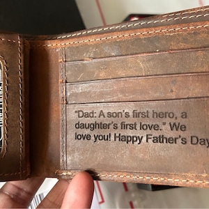 Personalized Leather Wallet For Men, Handwriting Wallet, Mens Wallet, Christmas Gift ,Engraved Wallet, Fathers Day Gift For Dad Husband Son image 5