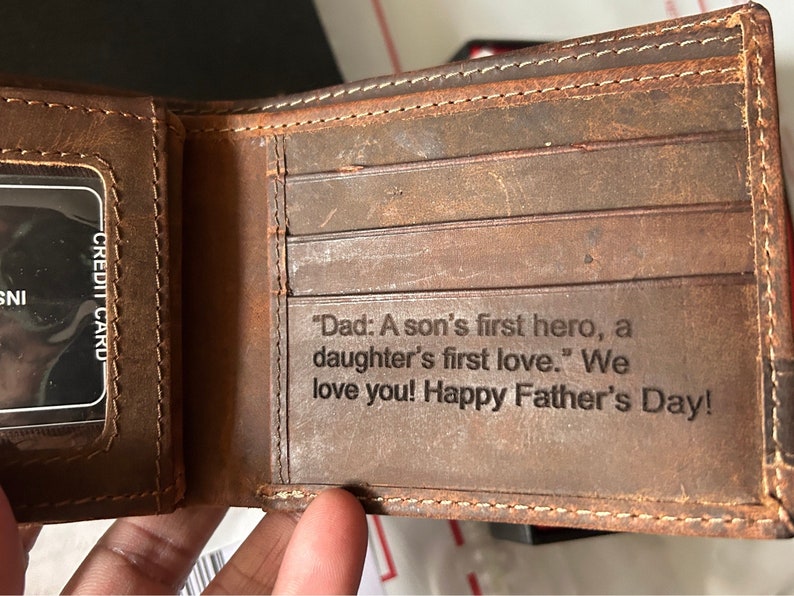 Personalized Leather Wallet For Men, Handwriting Wallet, Mens Wallet, Christmas Gift ,Engraved Wallet, Fathers Day Gift For Dad Husband Son image 5