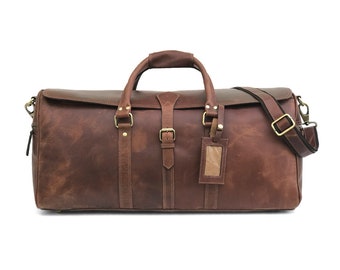 Personalized Leather Duffel Bag, Groomsmen Gifts Fathers day Gift Leather Bag Men Gift Handmade Large Weekend Duffle Bag Holidays Travel Bag