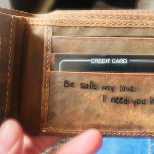 Personalized Leather Wallet For Men, Handwriting Wallet, Mens Wallet, Christmas Gift ,Engraved Wallet, Fathers Day Gift For Dad Husband Son image 9