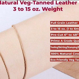 FULL GRAIN Tooling Vegetable Tanned Natural Leather All THICKNESS, Veg Leather Sheets for Crafts Belt, Wallet, Jewelry, Earring, bag,binding image 3