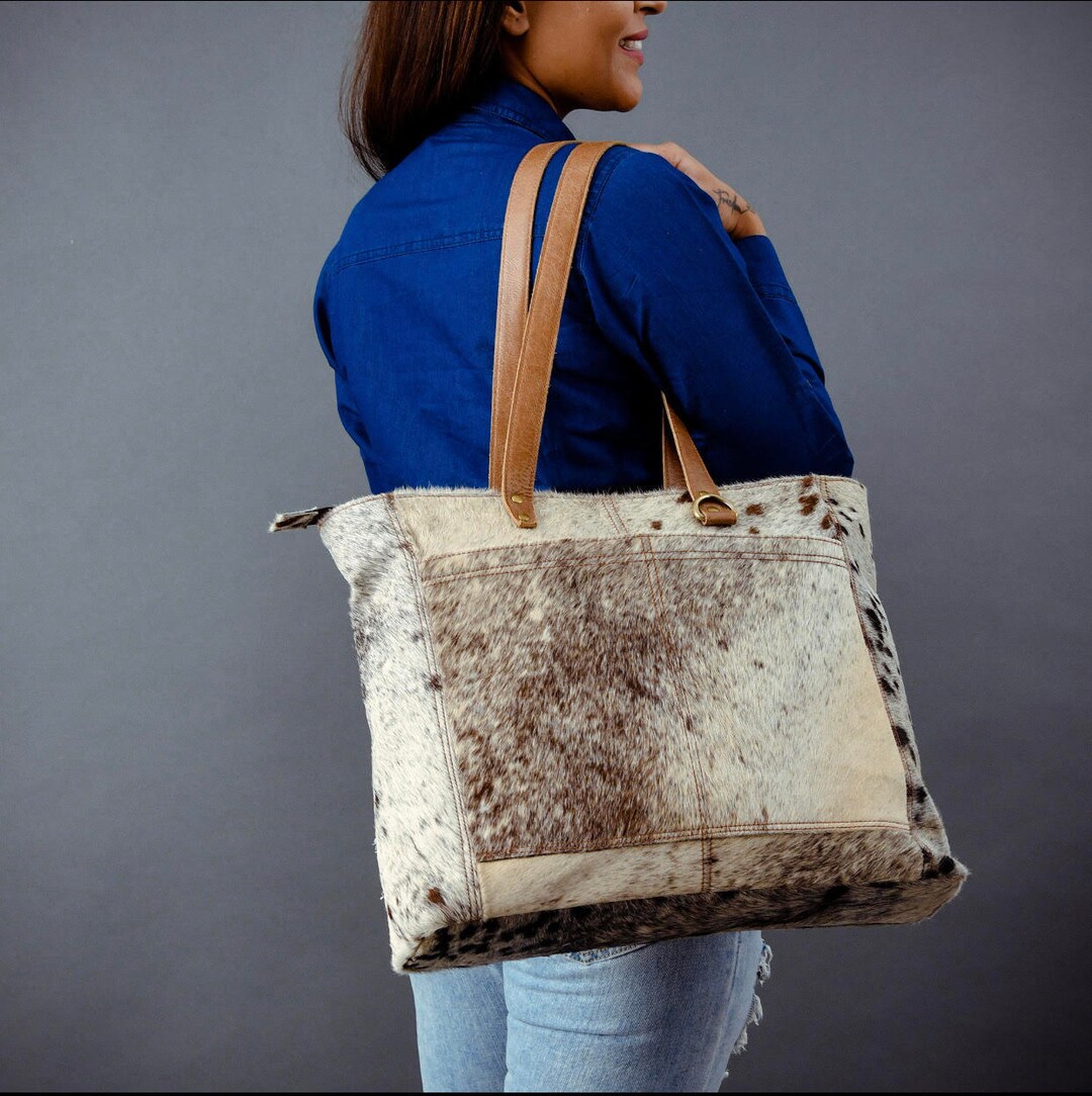 Cowhide Leather Tote Bag for Her Cowhide Purse Western Etsy